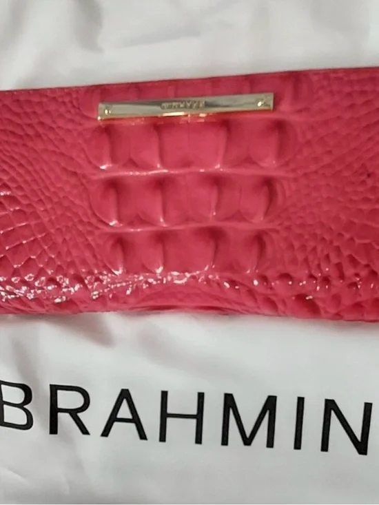 Brahmin Pink Croc-Embossed Leather Tote with Wallet - Picture 5 of 8